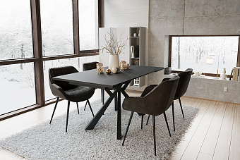 Кухонный стол раскладной AERO 90х160х76см закаленное стекло/керамика/сталь Platinum