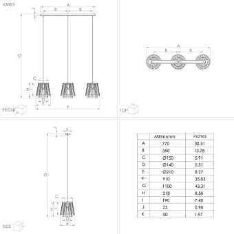 Светильник подвесной EGLO HYKEHAM 43853 120Вт E27