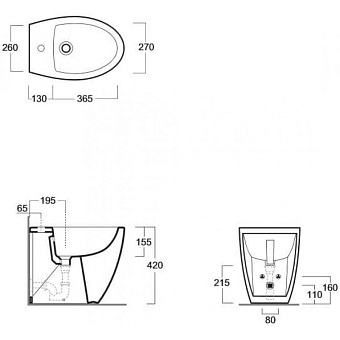 Биде напольное SIMAS Lft Spazio LFT21 bi*1