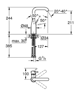 Смеситель для раковины GROHE Essence+ 23541001 хром