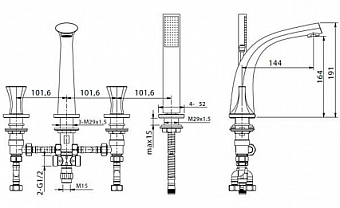 Смеситель для ванны RADOMIR Фламинго 1-27-3-0-0-616 золотой