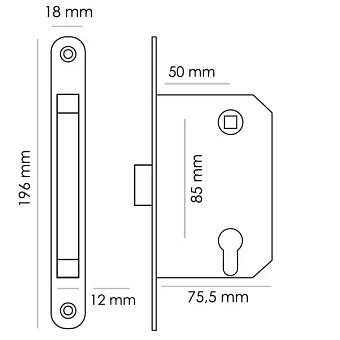 Замок межкомнатный под цилиндр MORELLI SIMPLE 1885P AB бронза