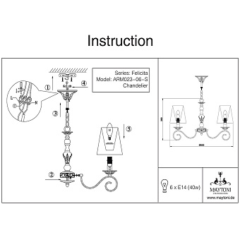 Люстра подвесная Maytoni Bouquet ARM023-06-S 40Вт 6 лампочек E14