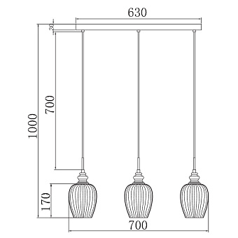 Светильник подвесной Maytoni Blues MOD033-PL-03-N 120Вт E14