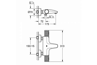 Смеситель для ванны GROHE Grohtherm 1000 Performance 34779000 хром