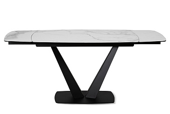 Кухонный стол раскладной AERO 85х120х76см закаленное стекло/керамика/сталь Carrara