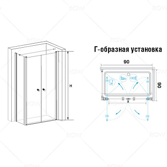 Угловое ограждение RGW Passage PA-37 185х90см стекло прозрачное