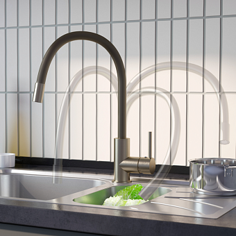 Смеситель для кухни IDDIS Kitchen 360 K36BNJ0i05 поворотный излив сатин
