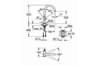 Смеситель для раковины GROHE Atrio New 32042AL3 сталь