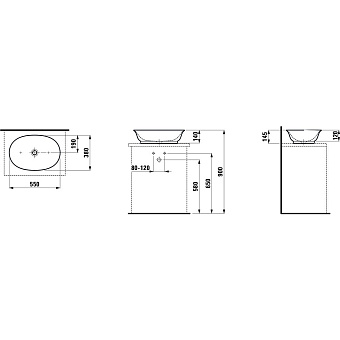 Раковина накладная Laufen New Classic H8128520001121 55х38см