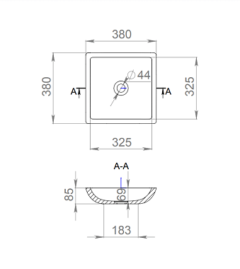 Раковина накладная SALINI CALLISTA 1101208SMRF S-Stone матовая 38х38см