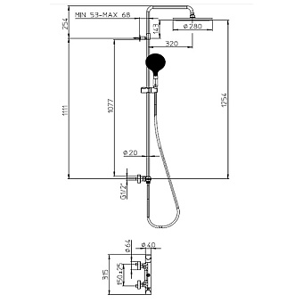 Душевая система BOSSINI Apice L10505.073 чёрный матовый