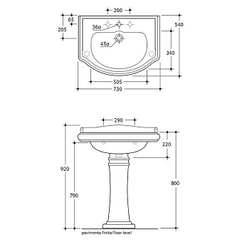 Раковина подвесная Kerasan Retro 104701*1 73х54см