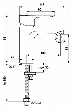 Смеситель для раковины IDEAL STANDARD CERAPLAN III SLIM BC567AA хром