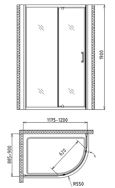 Угловое ограждение Gemy Sunny Bay S28202 190х90см стекло прозрачное