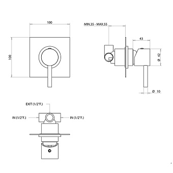 Смеситель для душа Bongio T-Square 52524CRPR хром