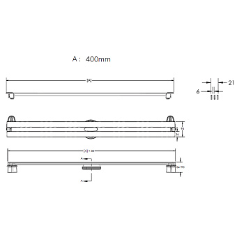 Щелевой душевой трап BERGES SUPER Slim 090177 43х31,2см горизонтальный сток