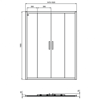 Душевая дверь IDEAL STANDARD CONNECT 2 K968701 195х150см стекло прозрачное