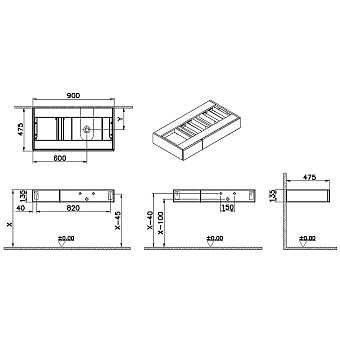 Тумба под раковину подвесная VITRA Origin 65678 47,5х90х13,5см
