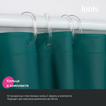 Шторка для ванной IDDIS Promo P04PE18i11 180х180см зелёный