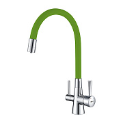 Смеситель для кухни LEMARK Comfort LM3075C-Green гибкий излив зелёный/хром