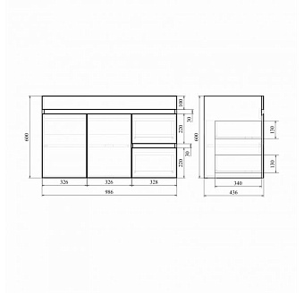 Тумба с раковиной MIRSANT Next УТ000020170 44х99х60см
