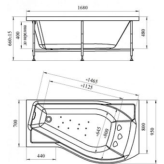Ванна акриловая RADOMIR Vannesa Миранда 2-01-0-2-1-209 168х95см угловая