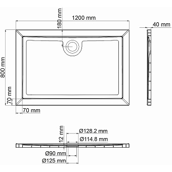 Душевой поддон WASSERKRAFT Salm 27T06 80х120см