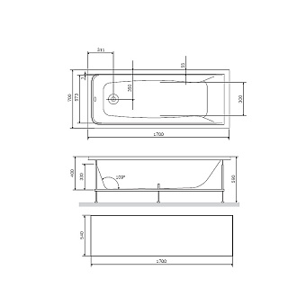 Экран для ванны AM-PM Gem S W93A-170-070B 70см