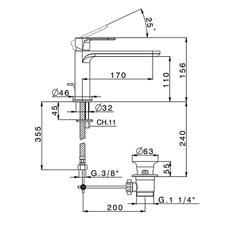 Смеситель для раковины Cisal LineaViva LV00151021 хром
