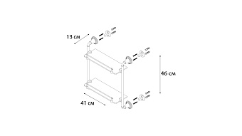 Полка в ванную прямоугольная FIXSEN BEST FX-71622 2-ярусная 12,5х41см хром