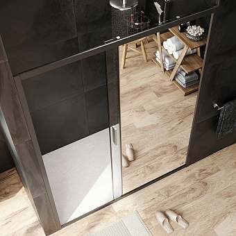 Душевая дверь AM-PM Gem Solo W90G-150-1-195BMir 195х150см стекло зеркальное