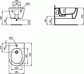 Биде подвесное IDEAL STANDARD Linda T3750V1