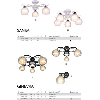 Люстра потолочная Arte Lamp SANSA A7585PL-3WH 40Вт 3 лампочек E27