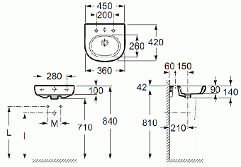 Раковина подвесная ROCA Meridian-N Compact 7.3272.4.500.0 45х42см