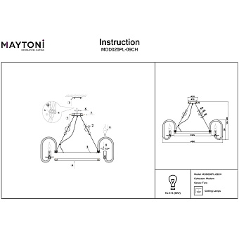 Люстра подвесная Maytoni Taro MOD026PL-09CH 60Вт 9 лампочек E14