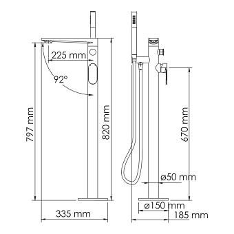 Смеситель для ванны WASSERKRAFT Dinkel 5821 хром