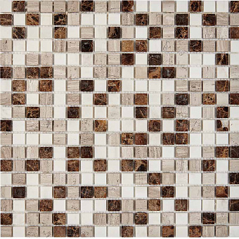 Мозаика PIXEL Каменная PIX277 Emperador Dark/White Wooden/Dolomiti Bianco мрамор 30,5х30,5см 0,93кв.м.