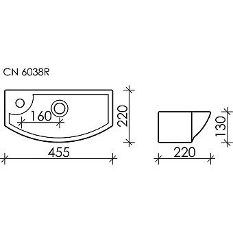 Раковина подвесная Ceramica Nova ELEMENT CN6038R 45,5х22см