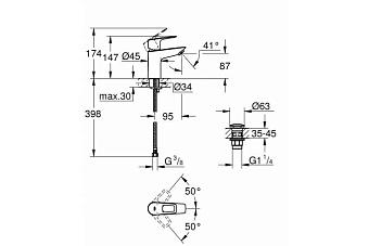 Смеситель для раковины GROHE BauLoop 23879001 хром