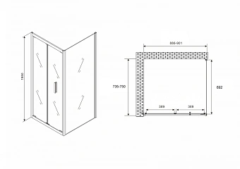 Угловое ограждение Abber Sonnenstrand AG07090-S75 195х75см стекло прозрачное