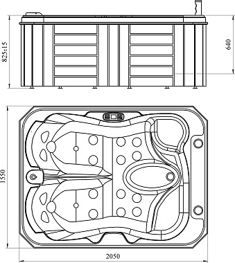 Мини бассейн СПА RADOMIR МИШЕЛЬ 1-30-0-0-5-051Б 2050х1550х64см 0,75куб.м