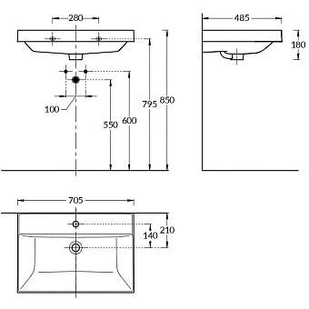 Раковина накладная KERAMA MARAZZI CUBO CU.wb.70 70,5х48,5см