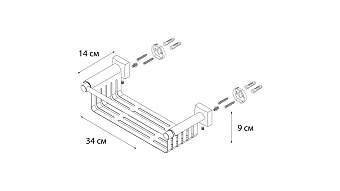 Полка в ванную прямоугольная FIXSEN KVADRO FX-61323 1-ярусная 14х34см хром
