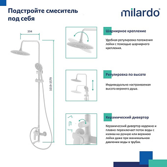 Душевая система MILARDO Rora RORWT4FM06 белый матовый