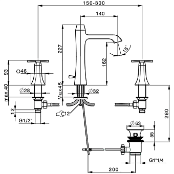 Смеситель для раковины Cisal Cherie CX0010607C золото