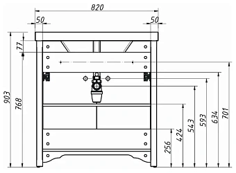 Тумба под раковину напольная CAPRIGO PRESTON 33921-TP812 45х90,3х82см