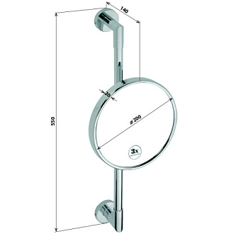 Косметическое зеркало BEMETA 112201172 53,5х20см без подсветки