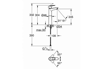 Смеситель для раковины GROHE BauLoop 23764001 хром