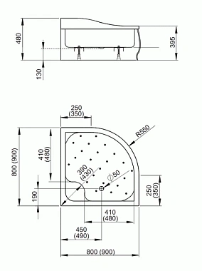 Душевой поддон RADAWAY Korfu A 90х90см